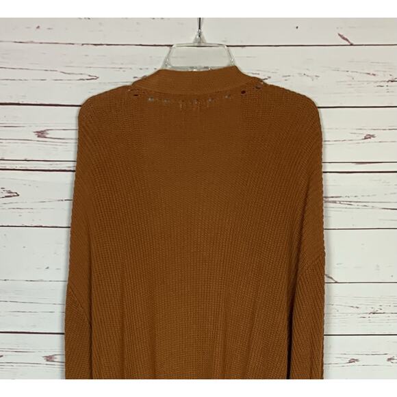 BP. Nordstrom Women's L Large Burnt Orange Open Front Knit Long Sweater Cardigan - Picture 9 of 10